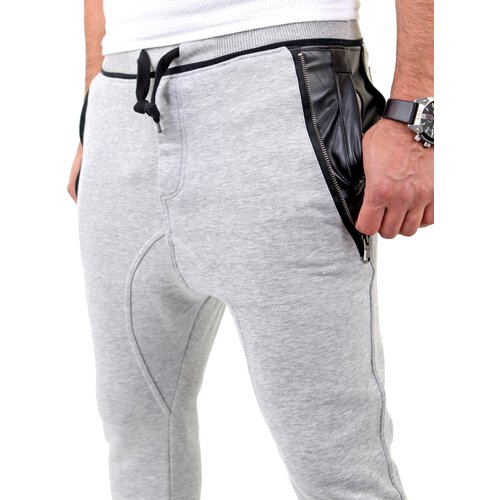 VSCT Herren New Age Sweatpants Leder Pocket Jogginghose V-5641148 Grau L