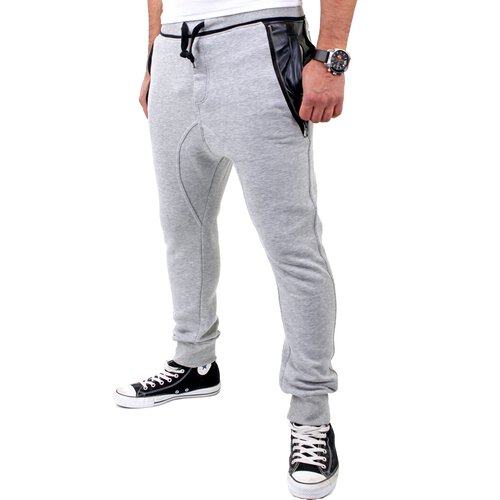VSCT Herren New Age Sweatpants Leder Pocket Jogginghose V-5641148 Grau XL