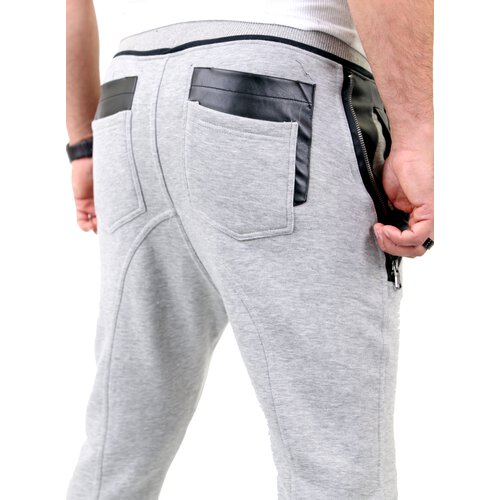 VSCT Herren New Age Sweatpants Leder Pocket Jogginghose V-5641148 Grau XL