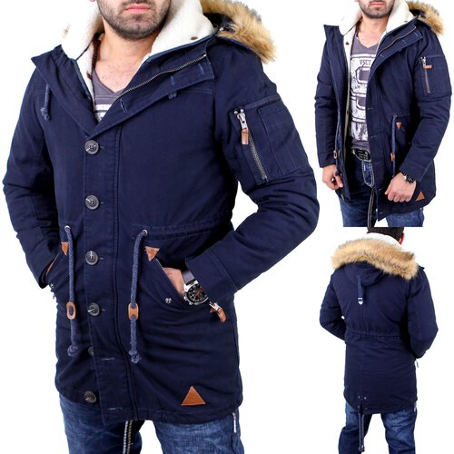 VSCT Herren Clubwear Luxury Parker Winter Mantel Jacke V-5800342 Navy