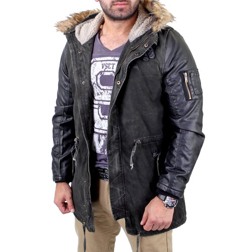 Redbridge Mantel Herren Material-Mix Biker Jacke RB-41461 Khaki