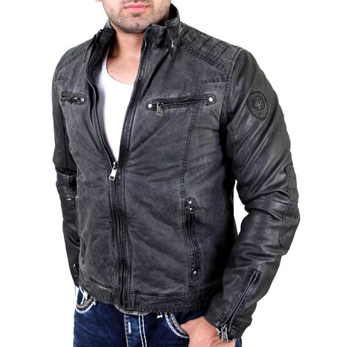 Reslad Lederjacke Herren Two Tone Vintage Kunst- Lederjacke RS-88011