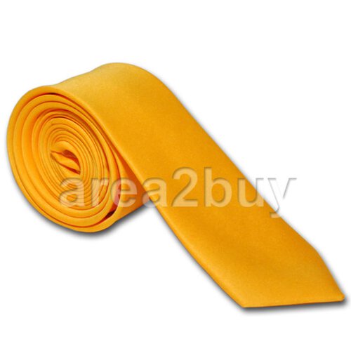 Edel Krawatten Schmal Unifarben  Gelb