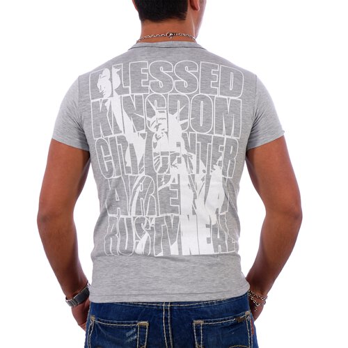 Rusty Neal T-Shirt Herren NYC BLING Print RN-3383 Grau XL
