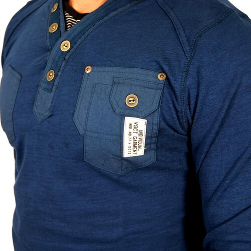 VSCT Sweatshirt Herren Y-Neck Patched Langarm Pullover V-5400316