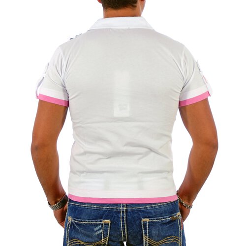Rusty Neal T-Shirt 2in1 Layer Style Polo V-Neck Shirt RN-301 Wei-Pink L