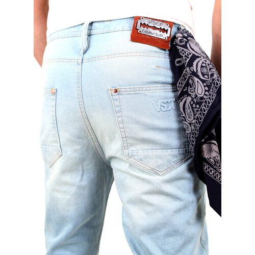 VSCT Herren Jeans Noah Cuffed Vintage Bleached Used Look V-5641223 Blau W30/L34