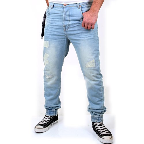 VSCT Herren Jeans Noah Cuffed Vintage Bleached Used Look V-5641223 Blau W32/L34