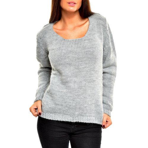 Tazzio Pullover Damen Winter Strickpullover TZ-901 Grau