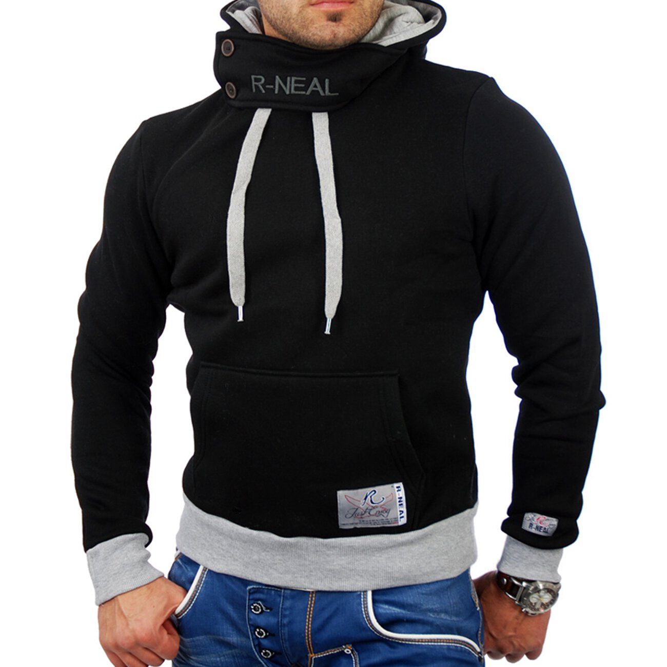 RUSTY NEAL Strick Kapuzen-Sweater figurbetonter Zip-Hoodie Herren Pullover Trend