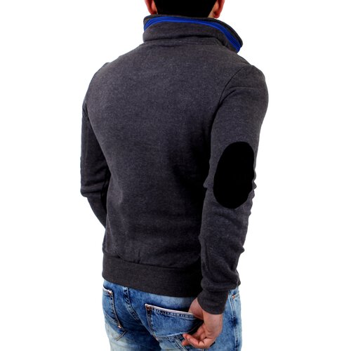 Reslad Sweatshirt Herren Zipper Kragen Pullover RS-03 Schwarz S