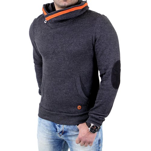 Reslad Sweatshirt Herren Zipper Kragen Pullover RS-03 Grau S