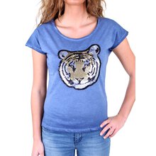 Tazzio T-Shirt Damen Paillietten Artwork Tiger Shirt TZ-714