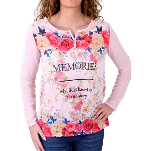 Madonna Langarmshirt Damen PALMIRA Flower Memories Print Chiffon MF-741118