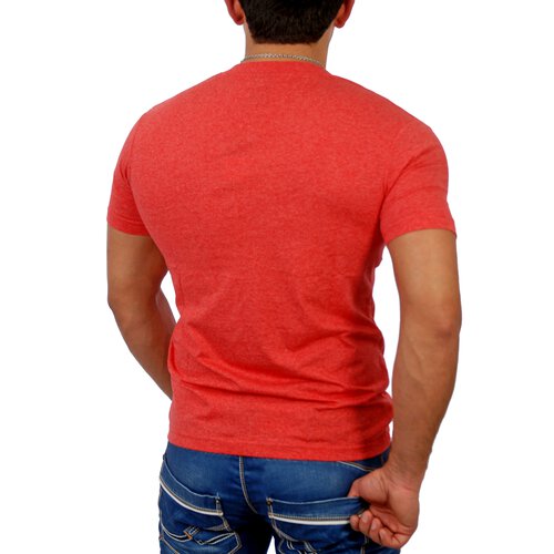 Urban Classics T-Shirt Herren Authentic Melange Style V-Neck Shirt TB-368 Rot XL