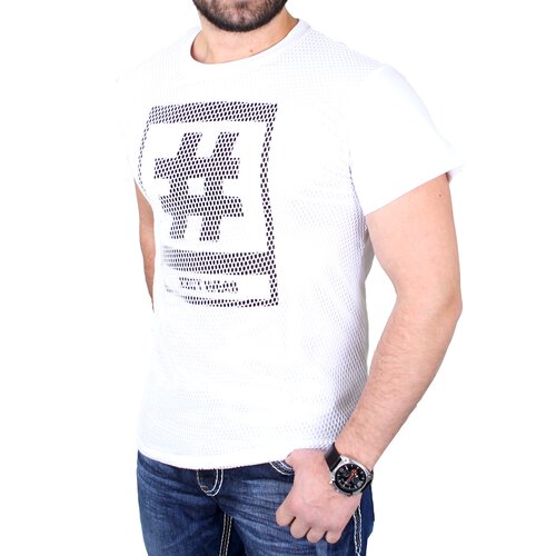 VSCT T-Shirt Herren Rundhals Hashtag Mesh Front Shirt V-5641304 Wei XL