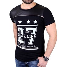 Reslad T-Shirt Herren Black Line Stars Deko Zipper Shirt...