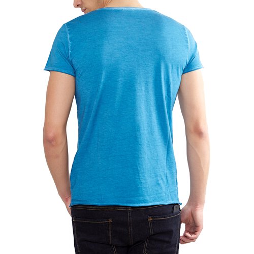 Tazzio T-Shirt Herren Vintage Look Asymmetrisches Shirt TZ-15122 Petrol M