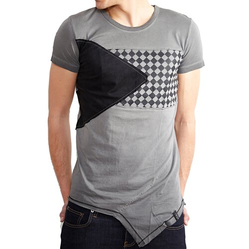 Tazzio T-Shirt Herren Club Design Asymmetric Faded Shirt TZ-15129 Anthrazit S