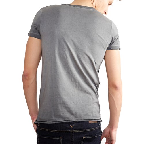 Tazzio T-Shirt Herren Club Design Asymmetric Faded Shirt TZ-15129 Anthrazit S