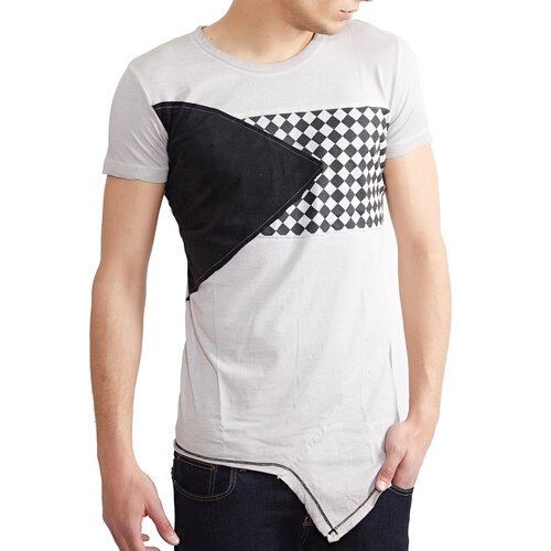 Tazzio T-Shirt Herren Club Design Asymmetric Faded Shirt TZ-15129 Grau S