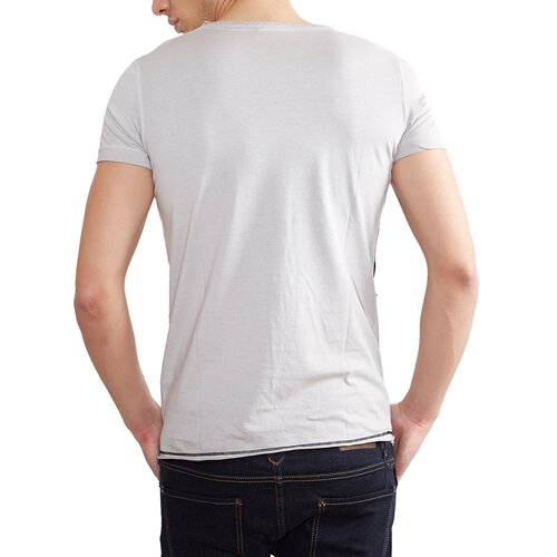 Tazzio T-Shirt Herren Club Design Asymmetric Faded Shirt TZ-15129 Grau M