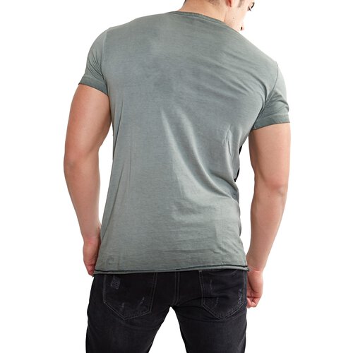 Tazzio T-Shirt Herren Club Design Asymmetric Faded Shirt TZ-15129 Khaki M