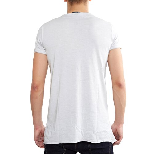 Tazzio T-Shirt Herren Asymmetrisch Faded Vintage Washed Look Shirt TZ-15125 Grau S