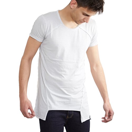 Tazzio T-Shirt Herren Asymmetrisch Faded Vintage Washed Look Shirt TZ-15125 Grau L