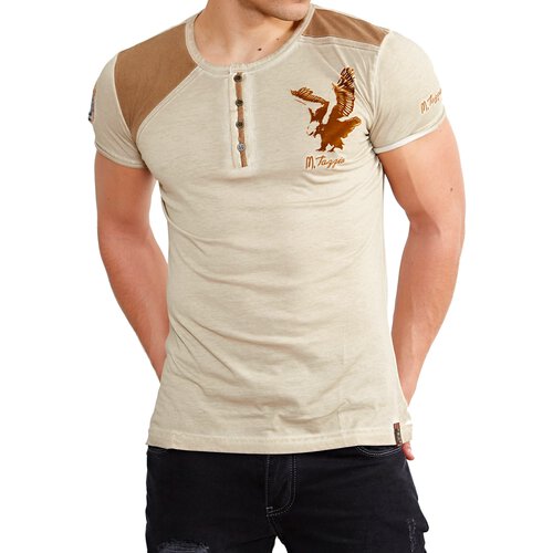 Tazzio T-Shirt Herren Kontrast Vintage Look Rundhals Shirt TZ-15117