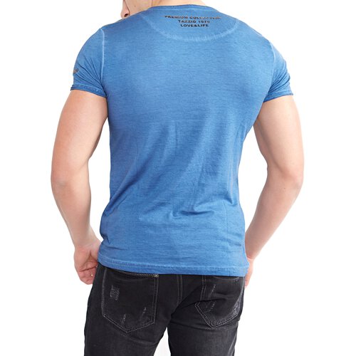 Tazzio T-Shirt Herren Kontrast Vintage Look Rundhals Shirt TZ-15117