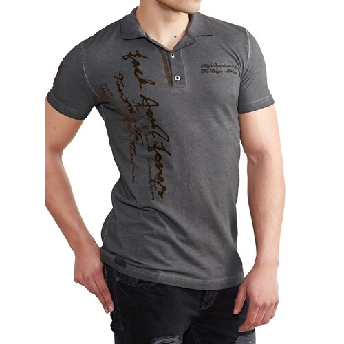 Tazzio T-Shirt Herren Club Polokragen Printed Shirt TZ-15140 Anthrazit S