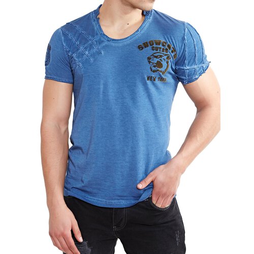 Tazzio T-Shirt Herren Snow Cat Vintage Look Print Shirt TZ-15115 Blau S