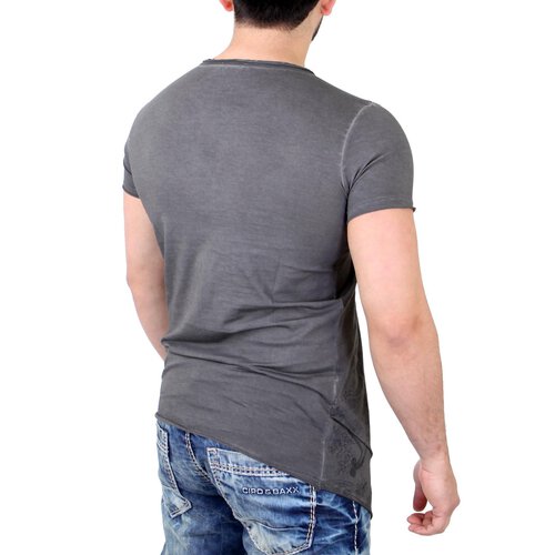 Tazzio T-Shirt Herren Cross-Cut Oversized Bandana Pattern Shirt TZ-15134 Anthrazit S