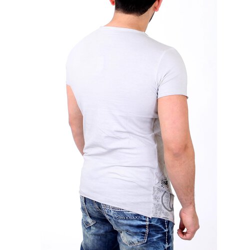 Tazzio T-Shirt Herren Cross-Cut Oversized Bandana Pattern Shirt TZ-15134 Grau XL