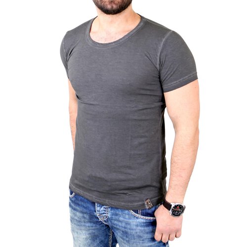 Tazzio T-Shirt Herren Oversized Streetwear Asymetric Back Shirt TZ-J1304 Anthrazit S