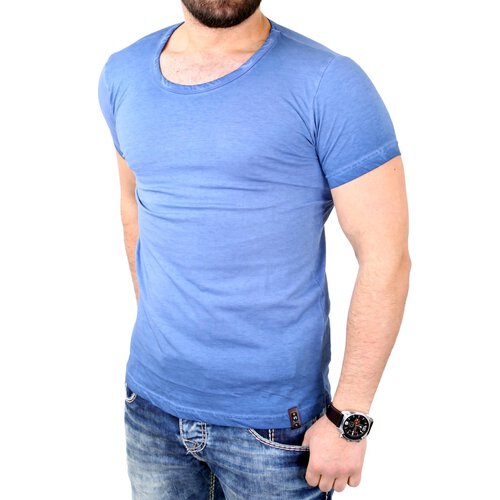 Tazzio T-Shirt Herren Oversized Streetwear Asymetric Back Shirt TZ-J1304 Blau S