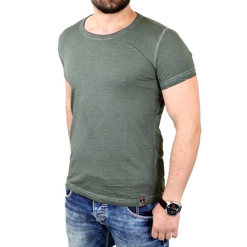 Tazzio T-Shirt Herren Oversized Streetwear Asymetric Back Shirt TZ-J1304 Khaki M