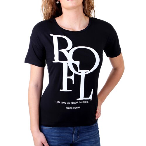 Madonna T-Shirt Damen MALIN Oversized Shirt mit ROFL Aufdruck MF-406987 Schwarz XS