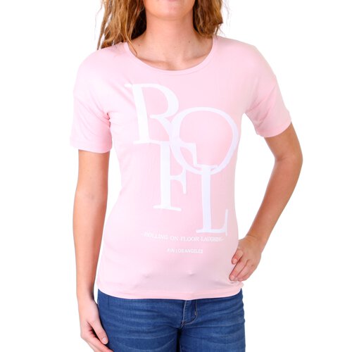 Madonna T-Shirt Damen MALIN Oversized Shirt mit ROFL Aufdruck MF-406987 Rosa XL