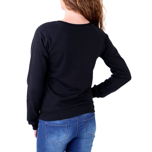 Madonna Sweatshirt Damen LIZ Deko-Zipper Short Sweater mit Aufdruck MF-407009 Schwarz XS