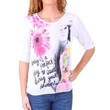 Madonna T-Shirt Damen GHADA Flower Print Shirt 7/8 Ärmel...