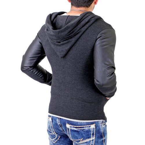 VSCT Sweatjacke Herren Hooded Asymetric Jacket mit Kunst- Leder Ärmeln V-5641443