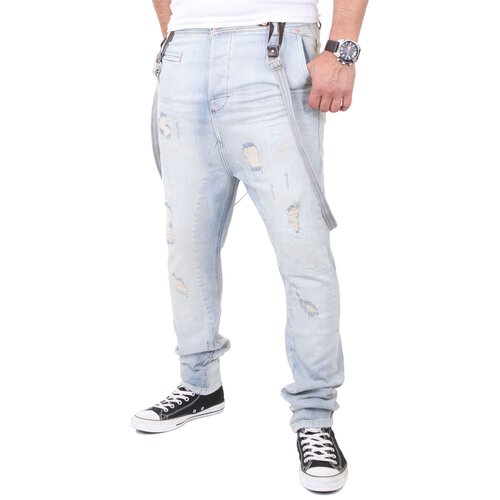 VSCT Jeans Herren Destroyed Brad Slim Fit mit Hosenträger V-5641535 Hellblau