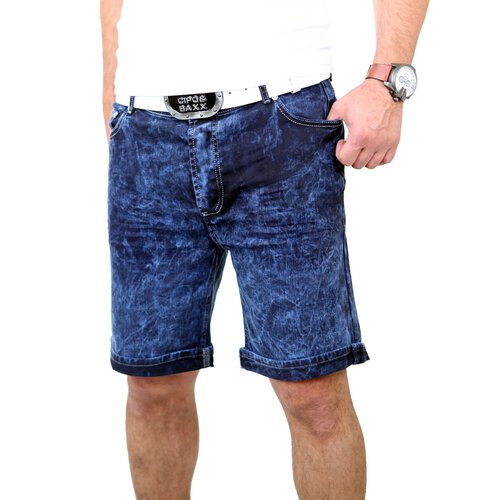 Tazzio Jeans Shorts Herren Moon-Washed Jeans-Bermuda TZ-523 Dunkelblau W29
