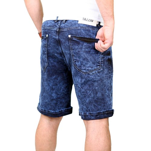 Tazzio Jeans Shorts Herren Moon-Washed Jeans-Bermuda TZ-523 Dunkelblau W29