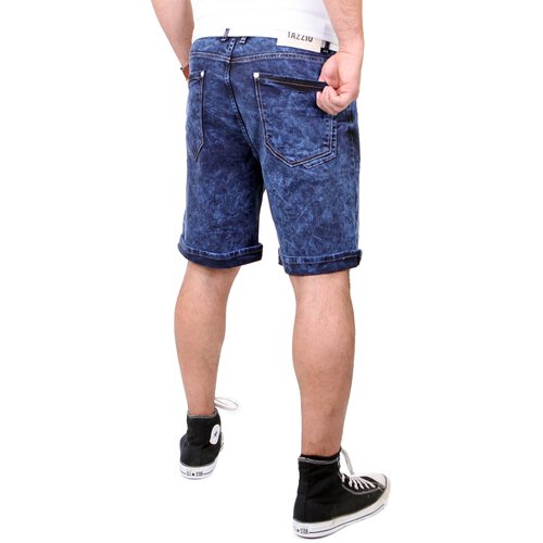 Tazzio Jeans Shorts Herren Moon-Washed Jeans-Bermuda TZ-523 Dunkelblau W34