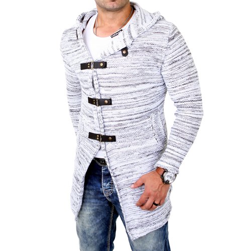 Tazzio Herren Strickjacke Lange Grobstrick Jacke mit Kapuze TZ-451