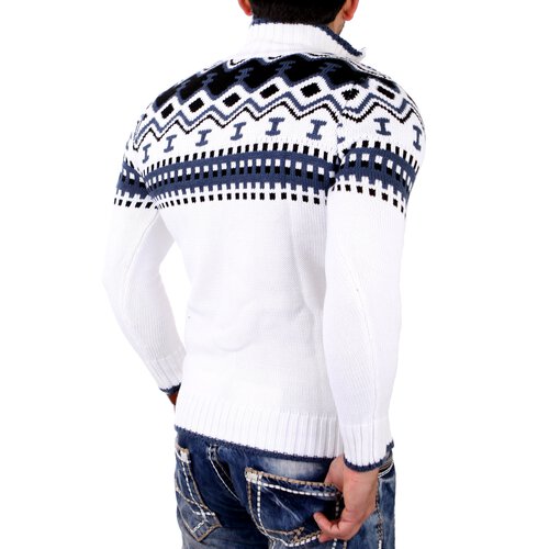 Reslad Herren Strickpullover Crewneck Zipper Norweger Pullover RS-3110