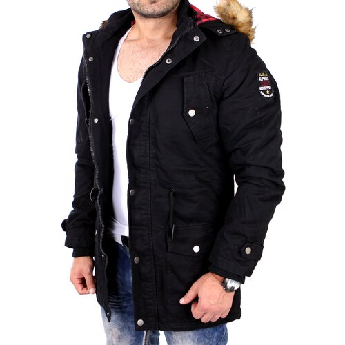 Reslad Winterjacke Herren Parka Jacke mit Kapuze und Fell RS-505